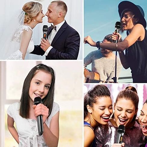 نظام ميكروفون لاسلكي Alvoxcon، ميكروفون ديناميكي مزدوج UHF محمول باليد لـ PA، مكبر للصوت، ستيريو، كاريوكي، مؤتمر، DJ، تسجيل صوتي، الكنيسة، أداء على المسرح، أحداث الحفلات (قابس 1/4 بوصة) in Kuwait