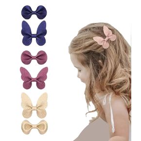 Hair Accessories for babies and kids, faux leather butterfly shape and bow shape hair clips for girls (Blue, Maroon Pink, Gold)