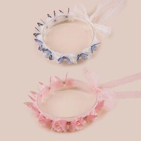 Hairband 2pcs Children Girl's Adjustable Lace Headbands with Flower, Soft Cotton Hair Accessories for Children (lace-1)