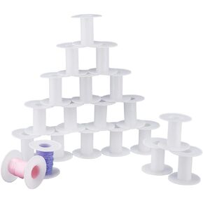 OLYCRAFT 20Pcs Plastic Empty Spools Plastic Wire Bobbins Thread Wire Spools Bobbins Empty Wire Spools Plastic Bobbins for Embroidery Thread Yarn Ribbon Crafts Sewing - 1.1x2.2 inch