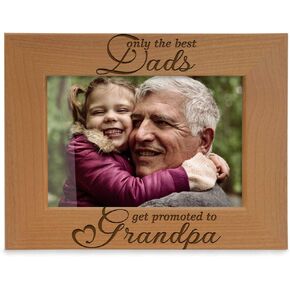 KATE POSH Only The Best Dads get Promoted to Grandpa Natural Wood Engraved Picture Frame. Best Grandpa Ever, Father's Day, Papa Gifts for Birthday, New Grandpa Gifts from Baby. (5x7 Vertical)