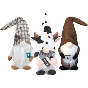 2 جنوم القهوة و1 حليب البقر جنوم القطيفة، ديكورات منزلية لمطبخ المزرعة في بار القهوة، زخارف يدوية لطيفة، هدية قزم سويدي قزم لعيد الميلاد وعيد الحب وعيد الشكر in Kuwait