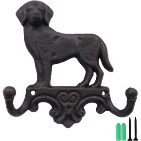 Cast Iron Dog Key Hooks for Wall Decorative Dog Family Key Holder Utility Hooks Gift for Holder Rack Self Towels, Hats, Shower, Kitchen, Living Room, Office, Garage, Garden, Outdoor (Dog)