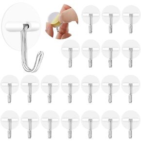 24 Pieces White Adhesive Hooks Hanging Wall Hooks Round Plastic Hooks Ceiling Utility Hooks Seamless Self Sticky Hook Stainless Hooks Hangers Waterproof Oil Proof for Kitchen Office (Ideal Style)