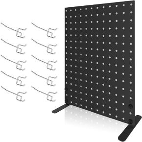 حامل عرض Pegboard مع 10 خطافات ربط لعروض البيع بالتجزئة والمعارض - رف عرض بضائع المنتجات المعدنية لبيع الملحقات، وحوامل العرض للبوتيك والمتاجر والبائعين والأحداث in Kuwait