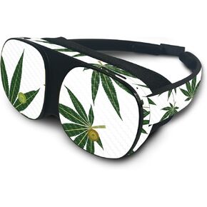 MightySkins Carbon Fiber Skin Compatible with HTC Vive Flow - Pot Leaves Green | Protective, Durable Textured Carbon Fiber Finish | Easy to Apply