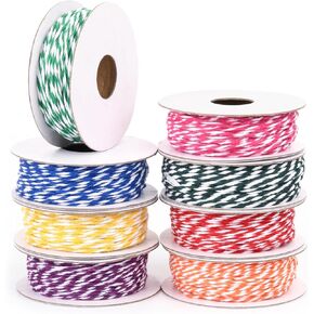 Cosmos Cotton Twine String Cotton Cord 1mm Cotton Bakers Twine String Rope Cotton Twine Rope Hanging String for Crafts, Easter Xmas Hanging Ornament, Gifts Wrapping Gardening, Assorted 8 Colors