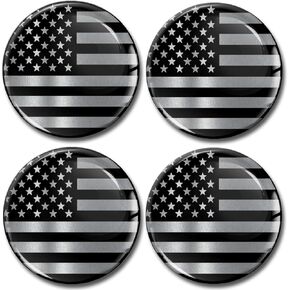 Biomar Labs® 4 x 60mm 3D Domed Car Wheel Centre Center Rims Hub USA United States American Star National Flag Silver Black Stickers Decals For Caps A 9660