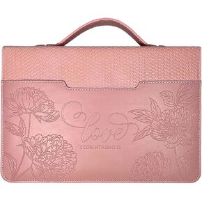 White Dove Designs Bible Cover-Debossed w/Weave Pattern-Love-Pink-XLG