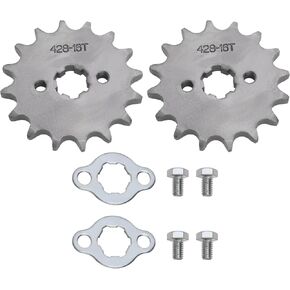 2 Set 428 16T 17mm Motorcycle Front Engine Sprocket Drive Gear for 50cc 70cc 110cc 125cc 140cc 160cc Compatible with Honda TaoTao ATV Quad Dirt Bike