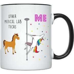YouNique Designs Medical Lab Tech Mug for Men and Women, 11 Ounces, Lab Technician Cup, Laboratory Coffee Mug for Lab Week, Funny Laboratory Cup, Laboratory Technician Mug (Black Handle)