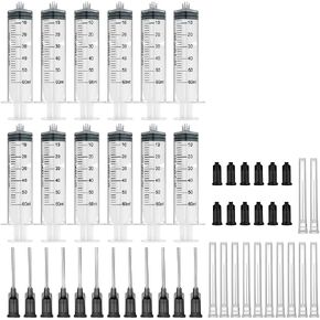 12 Pack 60ml Syringes with 16Gx1.0'' Blunt Tip Fill Needles and Storage Caps(Luer Lock)-Dozen Pack in Kuwait