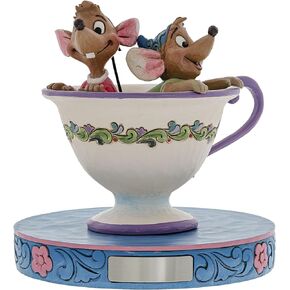 Enesco Disney Traditions by Jim Shore “Cinderella" Jaq and Gus Teacup Stone Resin Figurine, 4.25", White