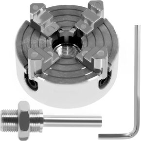 4-Jaw Lathe Chuck Kit,Mini Metal Lathe Chuck, Wood Turning Chuck,Zinc Alloy Self-Centering Wood Lathe Chuck with Wrench and Connecting Rod Sturdy,Lathe Chuck Independent Reversible Jaw for Woodworking