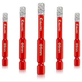 Porcelain Tile Drill Bits Set, 5PCS 1/4“（6mm）Dry Diamond Drill Bit for Granite, Ceramic, Marble Stone and Glass
