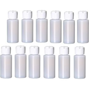 2 oz Natural Pour Spout Plastic Bottles - 12 Pack - for Essential Oils, Perfumes, Lotions