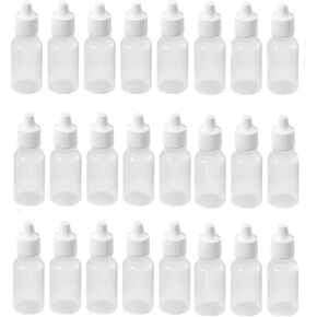 24 PCS Empty Refillable Plastic Squeezable Dropper Bottle Portable Eye Liquid Container with Screw Cap Essential Oil Container (30 ml)