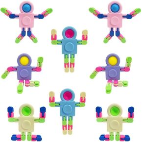 Fidget Spinners, Transformable Chain Robot Fingertip Toy, Gyro Fidget Sensory Toys, Stress Relief Fidget Toy for Kids Adult, Pinata Goodie Bag Stuffers Birthday School Gift (4 Pack)
