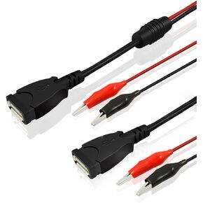 NOYITO Alligator Clips to USB Male Test Lead Adapter 18AWG Red Black Wire Maximum 5A Current 12 Inchs Alligator Clips USB Test Lead (Pack of 2) (Alligator Clips to USB Male)