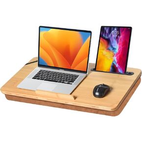 wishacc Oversized Lap Desk, 24" Extra Large Lap Desk with Cushion, Lap Desk for Laptop,Fits up to 19 inch Laptop, Laptop Desk for Bed,Couch, Home Office