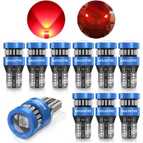 MAXGTRS 194 LED Light Bulb 4300k Warm Wihte 168 2825 W5W T10 Wedge 18-SMD 3014 Chipsets LED Replacement Bulbs with Condenser Lens for Car Dome Map Door Courtesy License Plate Lights, Pack of 10