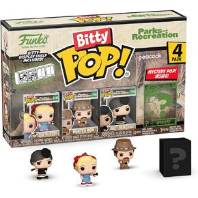 Funko Bitty POP! Parks & Recreation - 4 Pack - Leslie The Riveter, Bitty POP! Hunter Ron, Bitty POP! Janet Snakehole, and a Mystery Bitty POP! Figure and A Surprise Mystery Mini Figure (2.2 Cm)