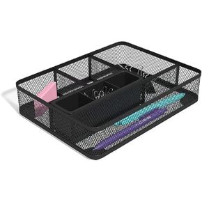 صينية تنظيم أدراج المكتب 1InTheOffice Mesh Collection، باللون الأسود، 7 حجرات