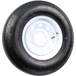 eCustomRim Radial Trailer Tire On Rim ST235/80R16 LRE 16" 8 Lug Modular White Wheel - 6 Year Warranty w/Free Roadside
