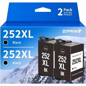 ZIPRINT Remanufactured Ink Cartridge Replacement for Epson 252XL 252 Ink for Epson Workforce WF-7720 WF-7710 WF-3640 WF-3630 WF-3620 WF-7620 WF-7610 WF-7110 Printer (252XL Black, 2-Pack)