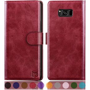 SUANPOT for Samsung Galaxy S8 5.8"(Non S8+ 6.2") with RFID Blocking Leather Wallet case Credit Card Holder, Flip Folio Book Phone case Shockproof Cover Women Men for Samsung S8 case Wallet (Black)