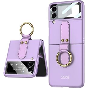 DALUZ Design for Samsung Z Flip 3 5G Case, Ultra Thin Galaxy Z Flip 3 Case with Ring, Matte Hard PC Protective Cover for Samsung Z Flip 3 5G with Hybrid Glass Back Camera Lens Protector