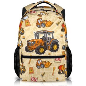 School Backpack for Boys - Tractor Backpack for Kids Student 17" Lightweight Black Bookbag for School Schoolbag Elementary, Boys Backpacks Ages 6-8