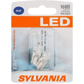 SYLVANIA - 168 T10 W5W LED Blue Mini Bulb - Bright LED Bulb, Ideal for Interior Lighting (Contains 2 Bulbs)