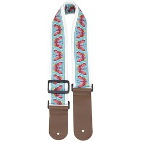 ZANQANO Guitar Strap,Full Grain Genuine Leather Ends,Vintage Jacquard Weave Embroidered, Acoustic Guitar Electric Bass
