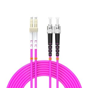 0.6Meter 2ft LC/UPC-LC/UPC 10GB/40GB Multi-Mode Fiber Optic Cable LC to LC OM4 LC-LC 10/40Gigabit Jumper Optical Patch Cord Duplex 50/125um Purple Pink