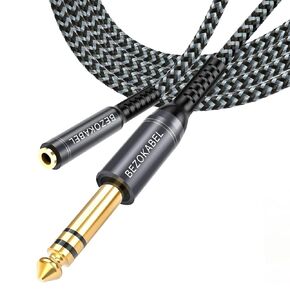 3.5mm to 1/4 Adapter 4Ft, TRS 1/4 to 3.5mm Stereo Cord, 6.35mm 1/4 Male to 3.5mm 1/8 Female for Amplifiers, Guitar Amp, Piano, Home Theater Devices-4Ft