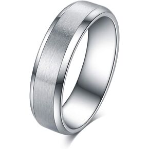 Tornito Stainless Steel Spinner Ring Engagement Wedding Band for Women Sand Blast Finish Step Edge Sleek 6MM