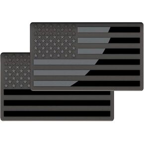 عبوتان من ملصقات شعار العلم الأمريكي، ملصقات معدنية منقوشة ثلاثية الأبعاد لعلم الولايات المتحدة الأمريكية، ملصق ممتص للصدمات صغير مقاس 5 × 3 بوصة متوافق مع الشاحنات، وRV، وسيارات الدفع الرباعي، والدراجات النارية والمزيد (يسار ويمين) (أسود) in Kuwait
