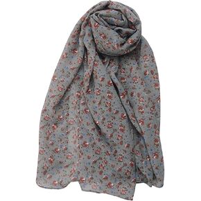 Silk Route© New Poly Georgette Floral Stole Scarf Ladies Wrap Hijab