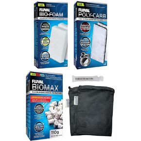 Fluval U2 Underwater Maintenance & Replacement Filter Media Kit, including Trident Mesh Bags(Fluval U2 Underwater Filter Foam Pad, Fluval U2 BioMax, Fluval U2 Poly-Carb Cartridge)