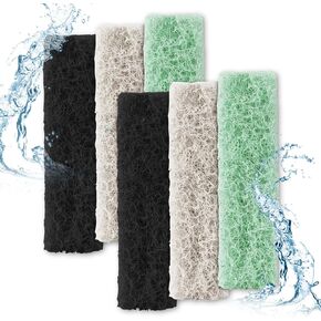 6pcs Filter Pads for Aqueon, Fish Tank Carbon Specialty Filter Pads Ammonia & Phosphate Reducer Aquarium Filter Cartridge Accessories for Aqueon QuietFlow LED PRO Model 10 (Green, Black, White)