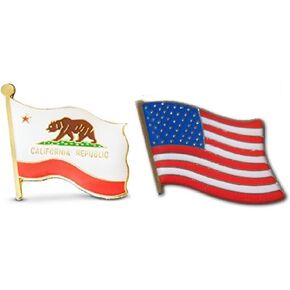 ولاية كاليفورنيا الوطنية والعلم الأمريكي طية صدر السترة أو دبوس القبعة وربطة العنق مع حقيبة ظهر من Novel Merk