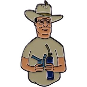 King of the Hill Hank Cowboy Hat Smoking Smoke Bong Cannabis Weed Hemp Weed CBD Cartoon Animated Comedy TV Show 1.4" Enamel Pin Badge