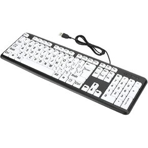 Large Print Computer Keyboard Wired Large Letter Key Keyboard USB Low Vision Keyboard with Oversized Print Letters for Seniors,Visually Impaired,Low Vision Individuals(Black)