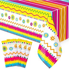 FANCY LAND Mexican Tablecloths 3 Pack Fiesta Party Decorations 54 x 108 Mexican Party Table Cover
