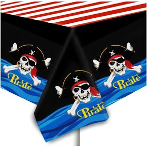 Pirate Graduation Tablecloth, 2 Packs 52" X 87" Party Tablecloths, Plastic Disposable Tablecover for Pirate Themed Party Supplies Decorations Kindergarten