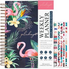 PLANBERRY Large Hourly Schedule Planner Premium – Undated Organizer for Productivity, Time Management & Budget, 8x10.4″ (Rose Gold)