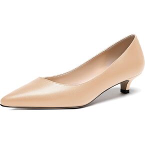 WAYDERNS Women's Matte Pointed Toe Slip On Kitten Low Heel Pumps Shoes 1.5 Inch