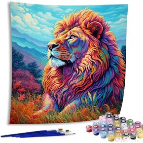 Diymood Paint by Numbers for Adults Lion, DIY Oil Painting Colorful Acrylic Paint by Number Kits for Kids Adults Beginner for Home Wall Decor 20x20 inch
