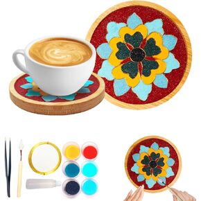 مجموعة أدوات المينا DIY، قواعد أكواب فنية من المينا المخرمة، مجموعة أدوات طلاء المينا DIY هواية مثالية للبالغين، قاعدة أكواب مصنوعة من الراتنج، هدايا ديكور منزلي مصنوعة يدويًا للأصدقاء (زهرة) in Kuwait